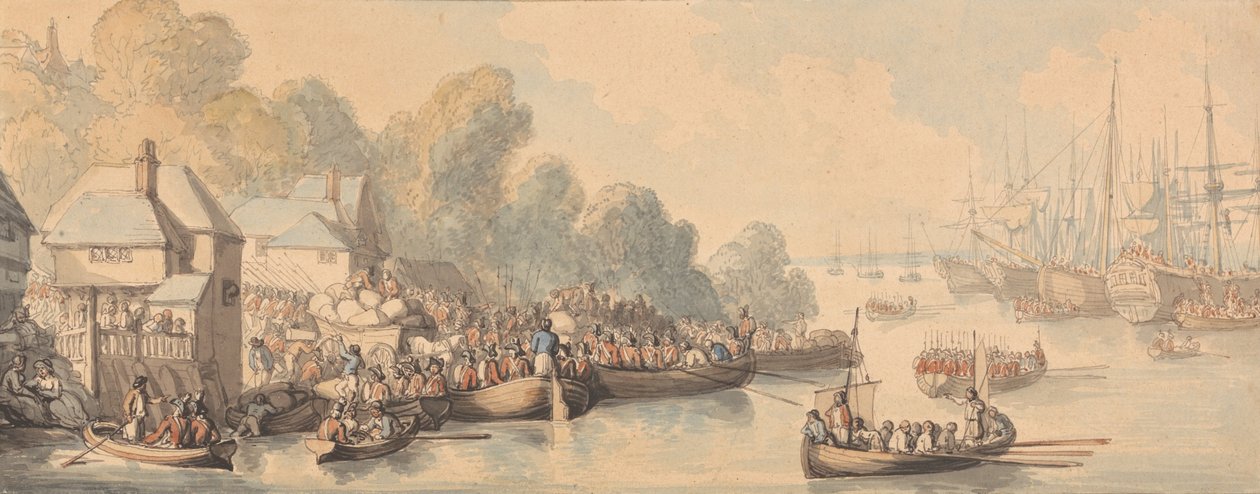 Zaokrętowanie w Southampton, 20 czerwca 1794 r. autorstwa Thomas Rowlandson