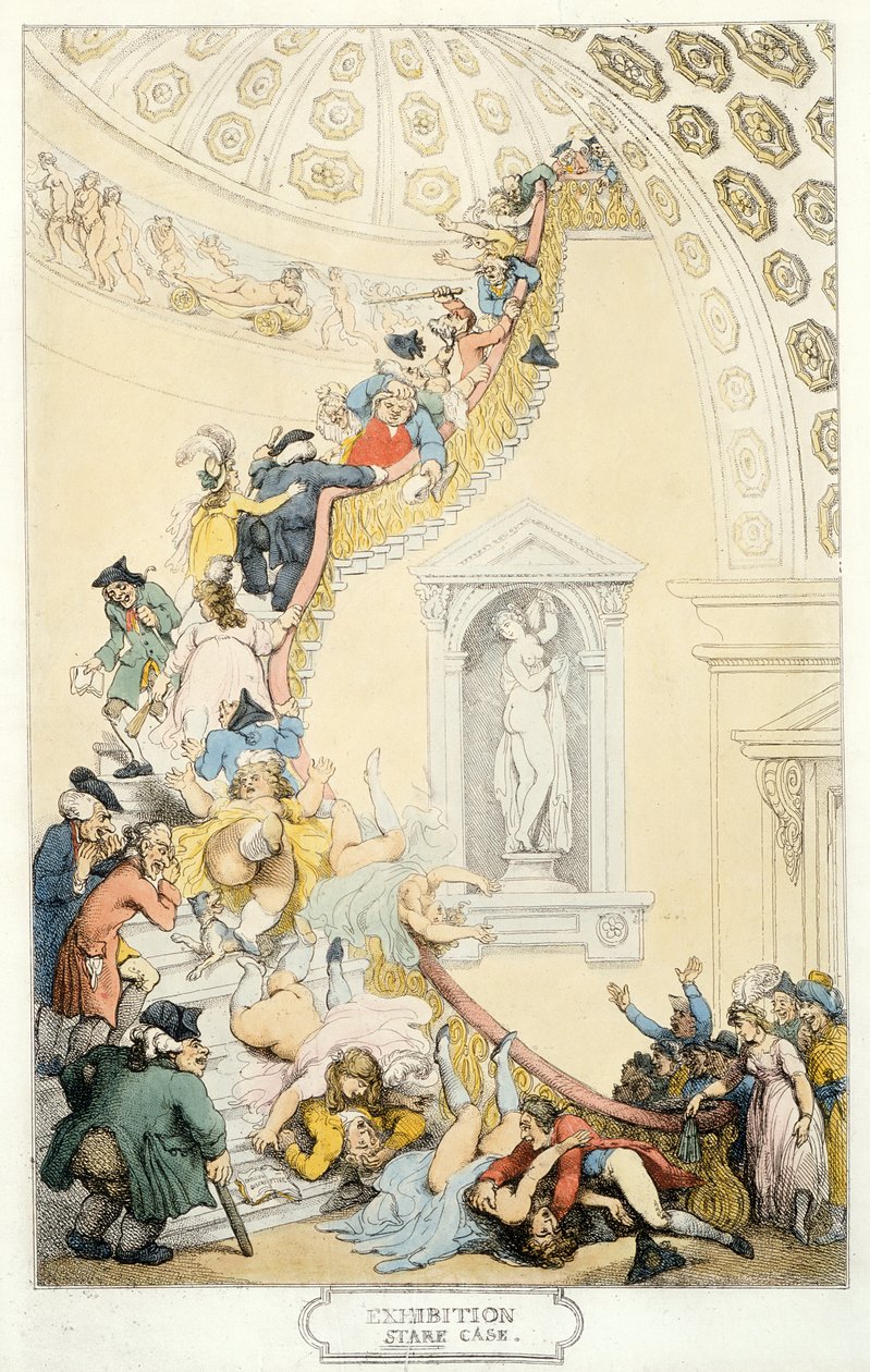 Wystawa Stare Case, ok. 1800 (kolorowa akwaforta) autorstwa Thomas Rowlandson