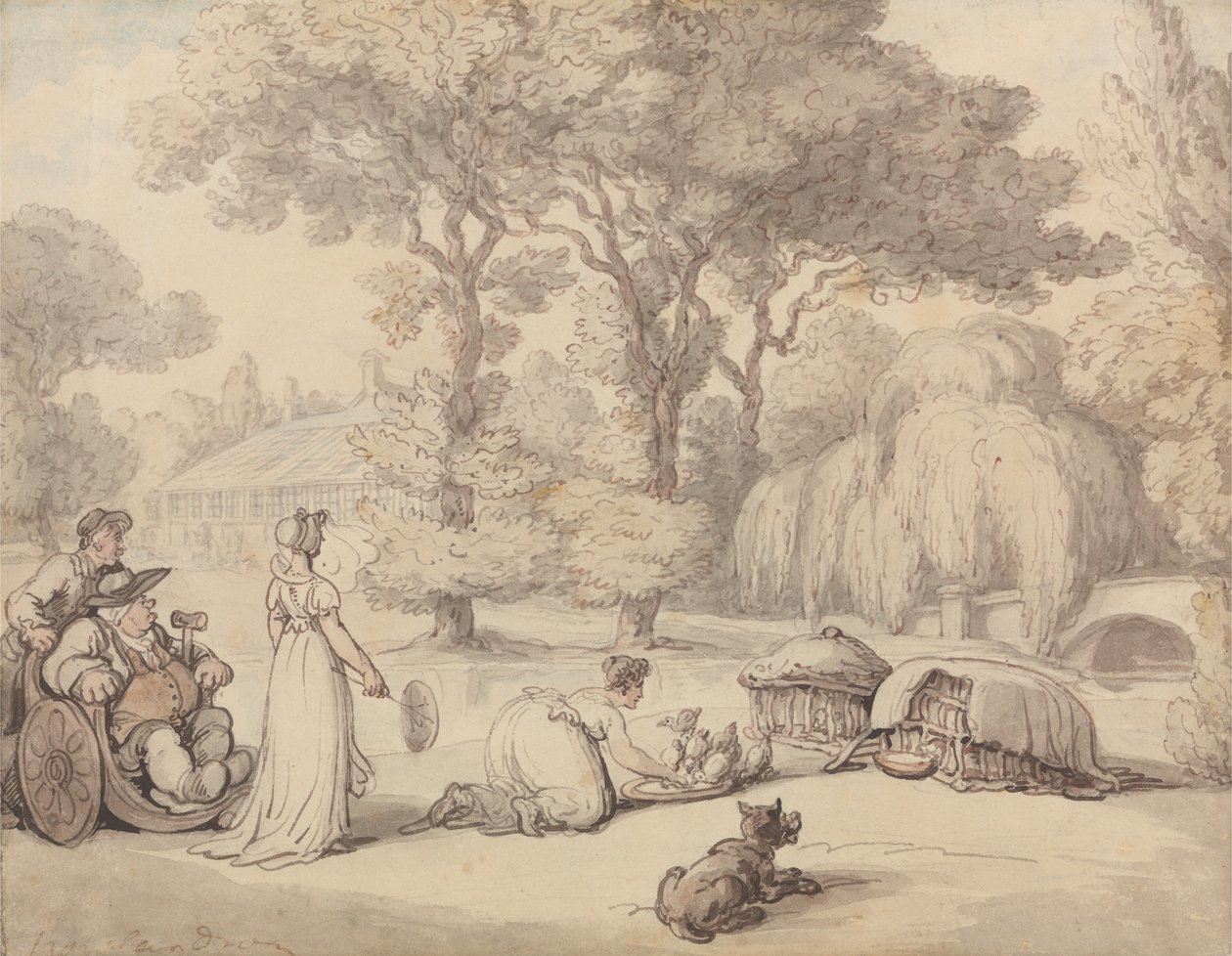 Karmienie kaczątek autorstwa Thomas Rowlandson