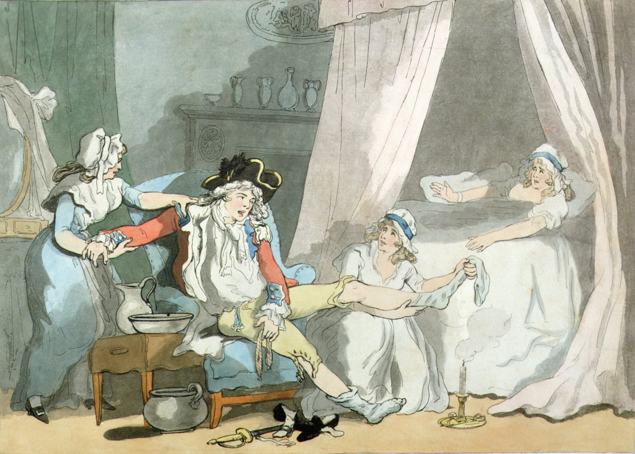 Godzina czwarta w mieście, wyd. 1788 (kolorowa akwaforta z akwatintą) (para 125721) autorstwa Thomas Rowlandson