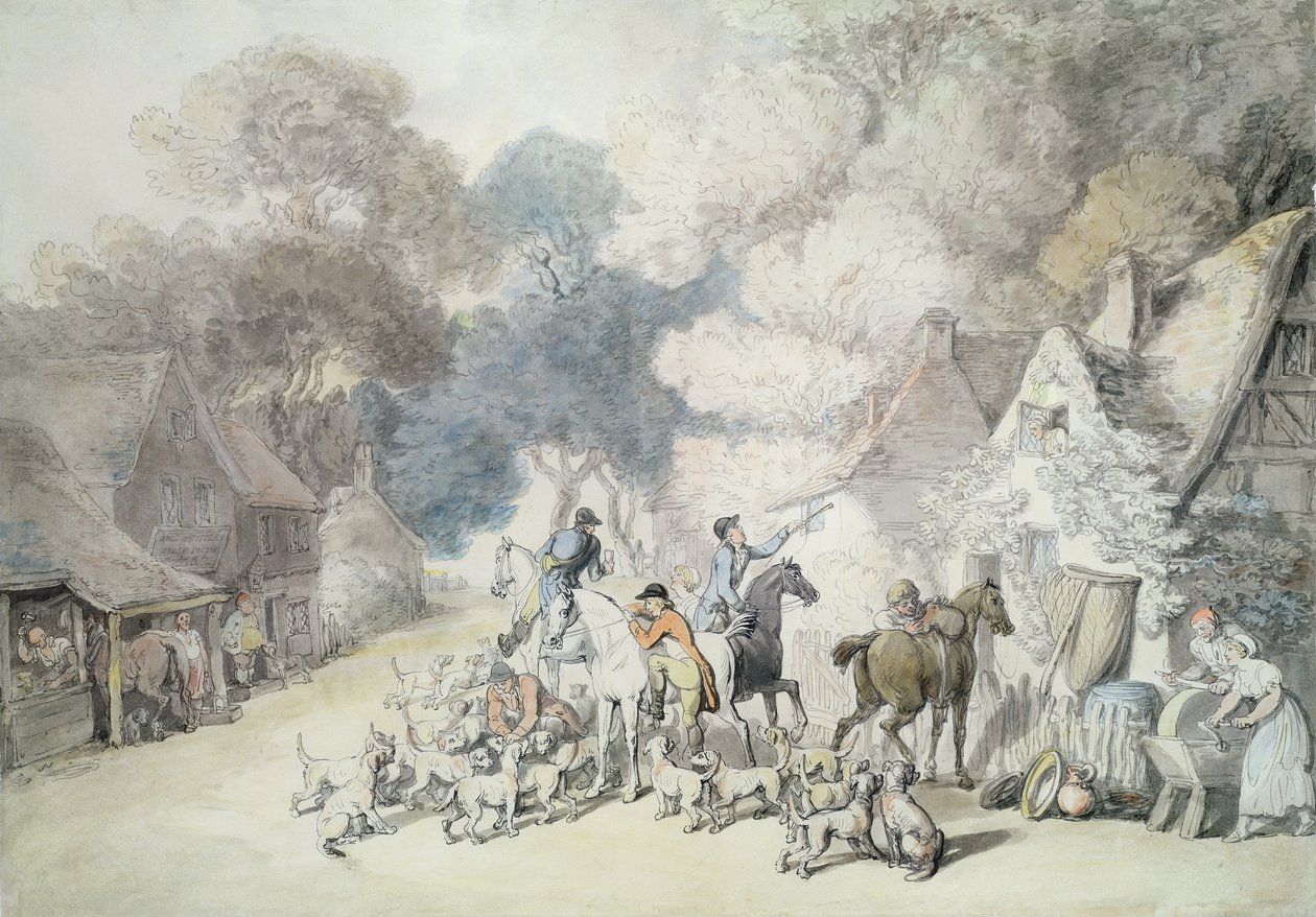 Wychodzenie rano, scena w lesie Windsor, ok. 1801 (długopis i toaleta na papierze) autorstwa Thomas Rowlandson