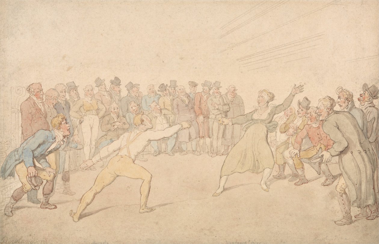 Henry Angelo i Madame Cain Szermierka autorstwa Thomas Rowlandson