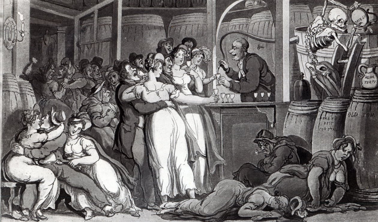 Ilustracja z „Angielskiego tańca śmierci” Williama Combe, 1815 (akwatinta) autorstwa Thomas Rowlandson