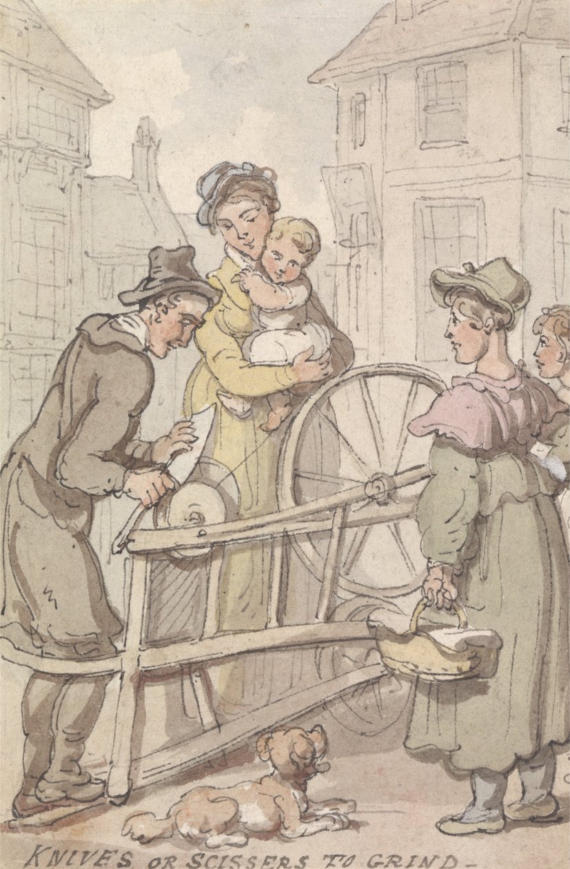 Noże lub nożyczki do szlifowania autorstwa Thomas Rowlandson