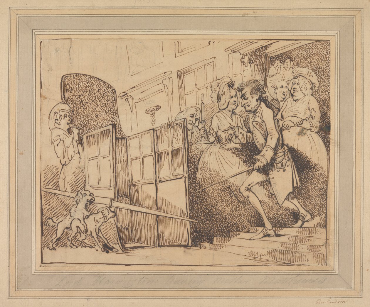 Lord Harrington opuszcza matkę Matthews autorstwa Thomas Rowlandson