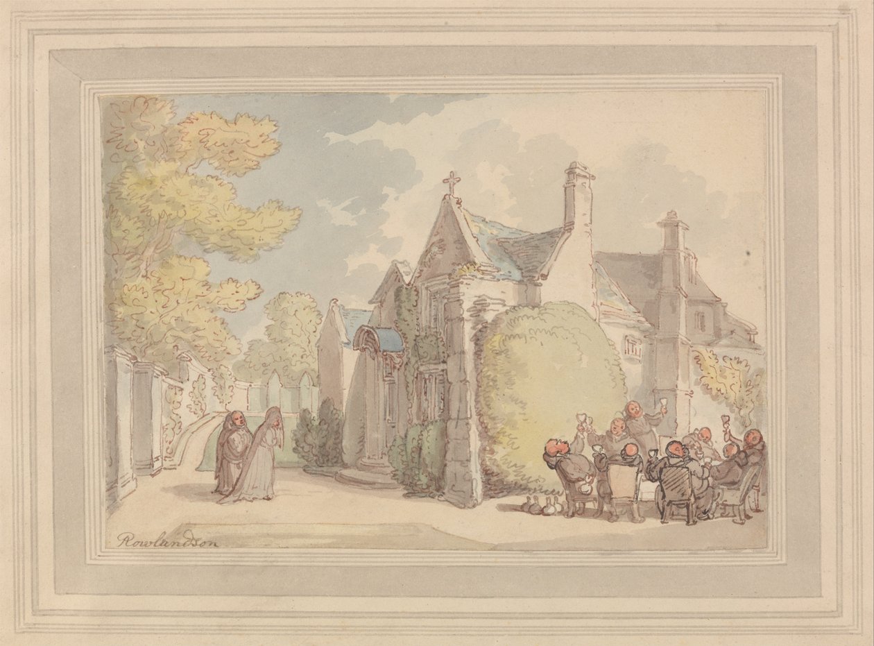 Mnisi hulający przed klasztorem autorstwa Thomas Rowlandson