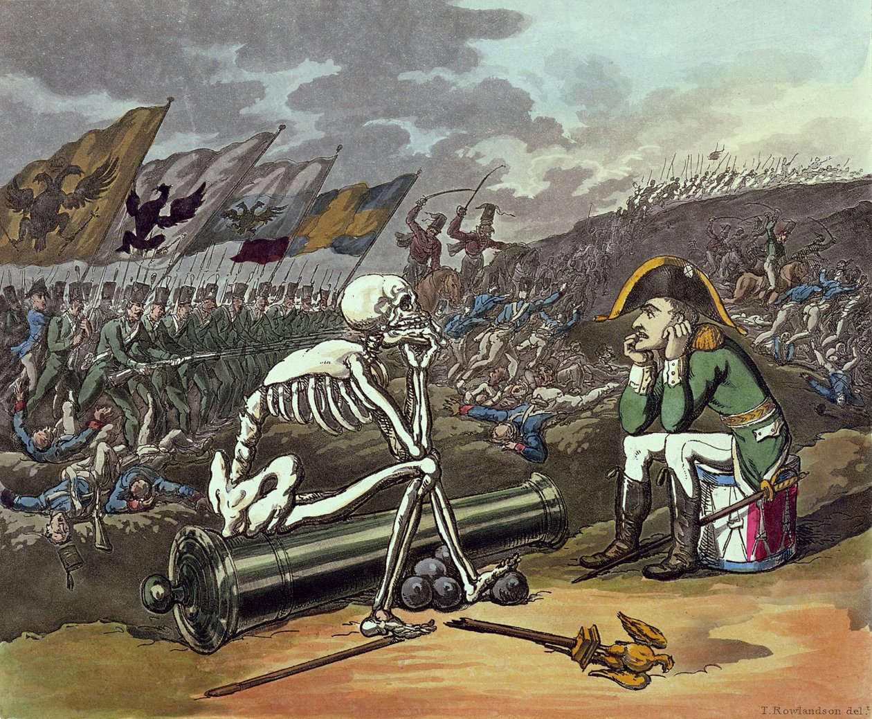 Napoleon i szkielet XVIII (litografia kolorowa) autorstwa Thomas Rowlandson