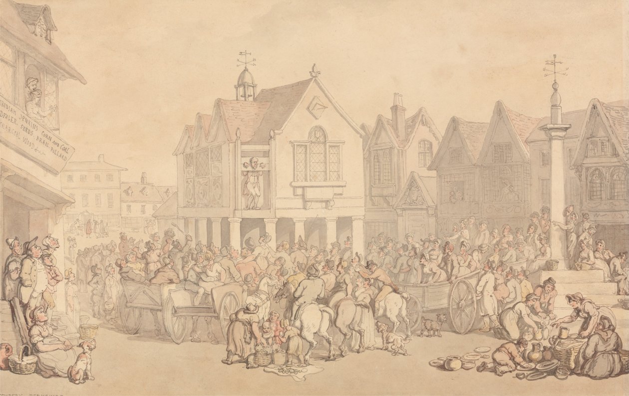 Newbury Market Place, Berkshire autorstwa Thomas Rowlandson