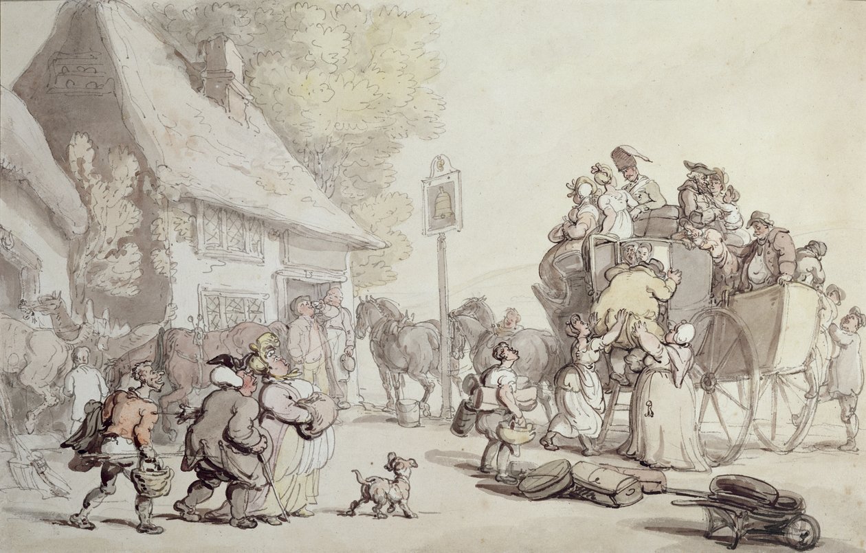 Poza Karczmą (wc na papierze) autorstwa Thomas Rowlandson