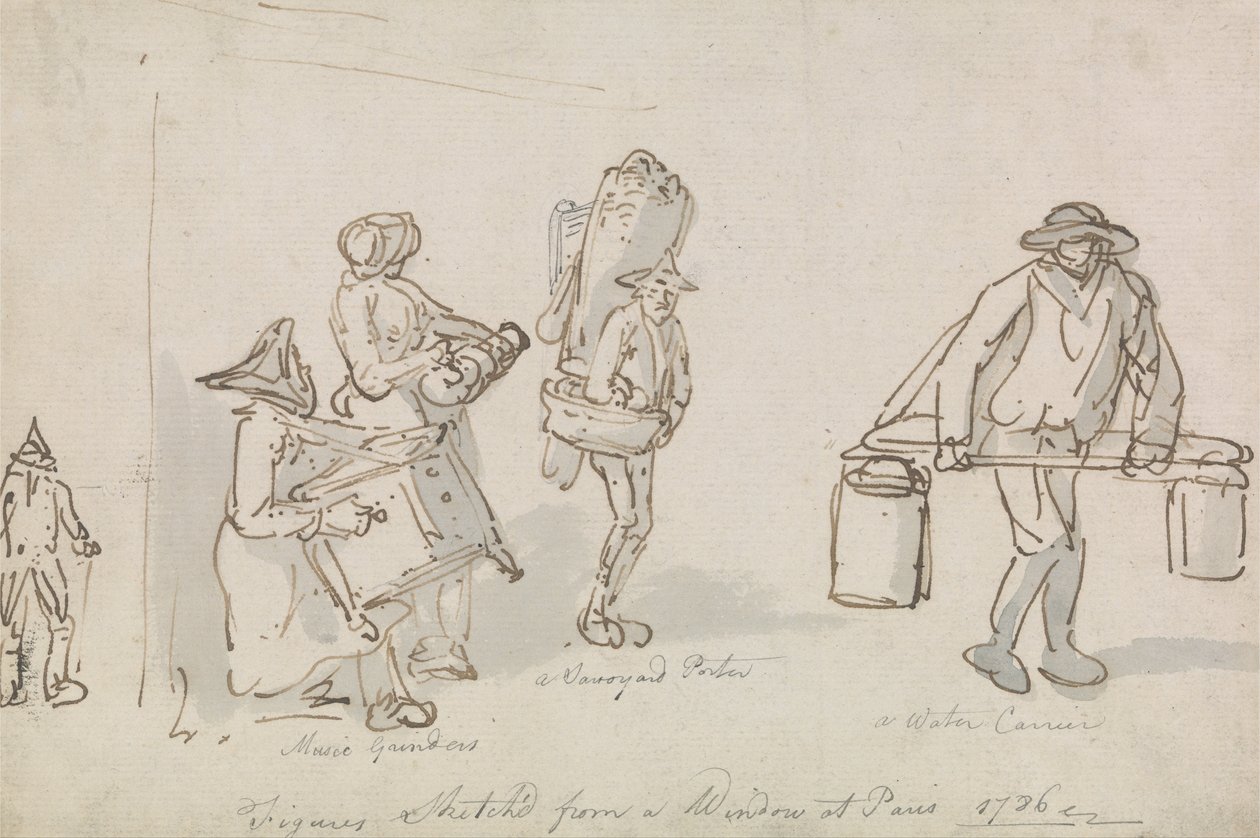 Paryskie figurki uliczne autorstwa Thomas Rowlandson