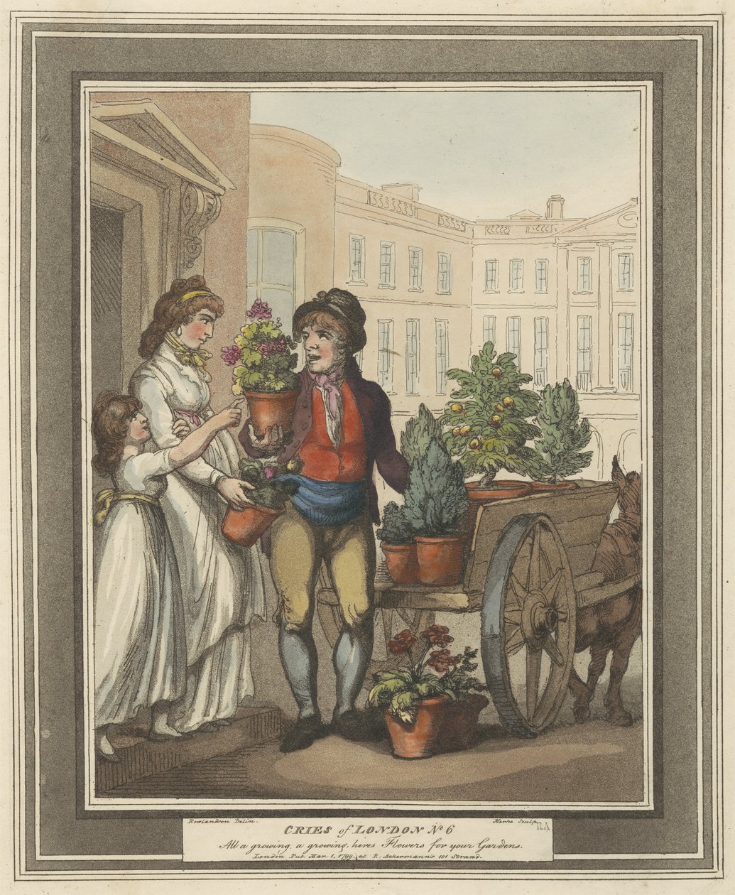 Talerz 5 z Cries of London, 1799 (akwaforta ręcznie kolorowana) autorstwa Thomas Rowlandson