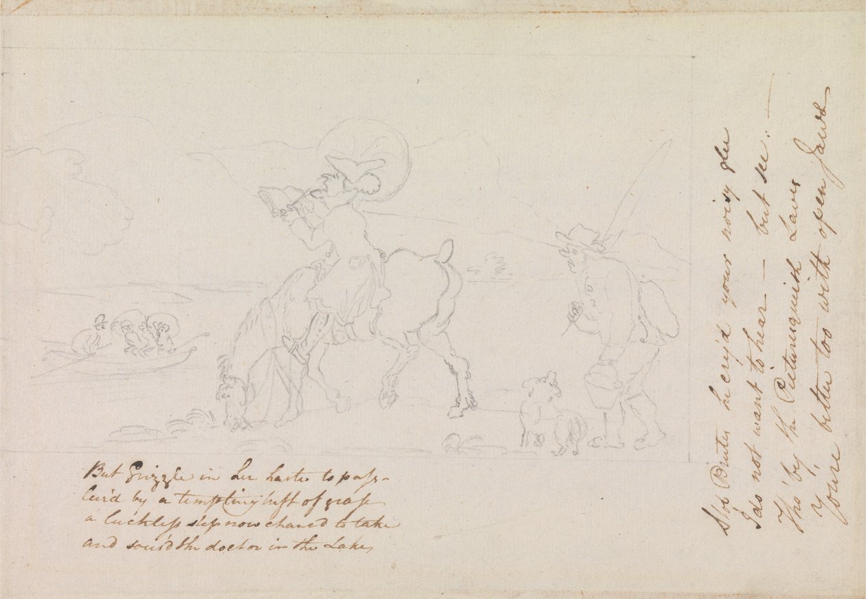 Szkic przygotowawczy do Dr Syntax Sketching the Lake autorstwa Thomas Rowlandson