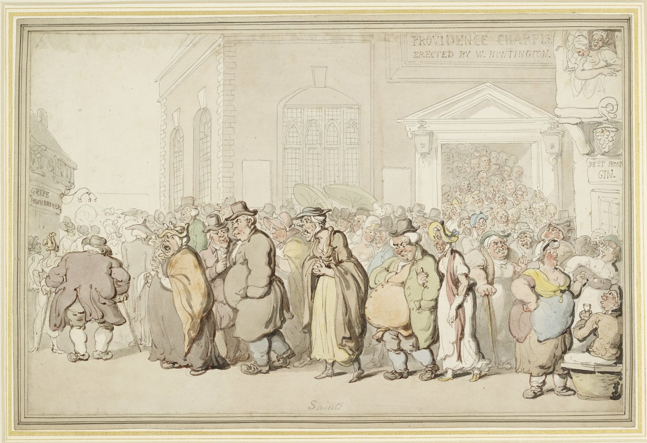 Kaplica Opatrzności (pióro, tusz czarny i brązowy oraz akwarela, poza tym słabo zaznaczone grafitem) autorstwa Thomas Rowlandson