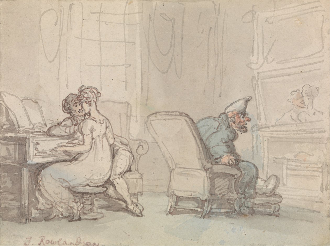 Refleksje, czyli lekcja muzyki autorstwa Thomas Rowlandson