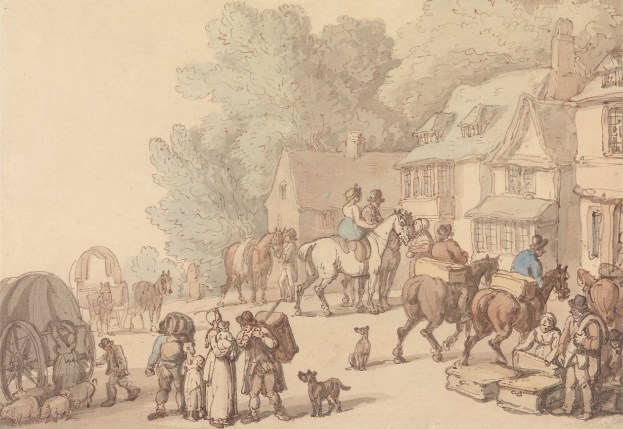 Scena poza karczmą autorstwa Thomas Rowlandson