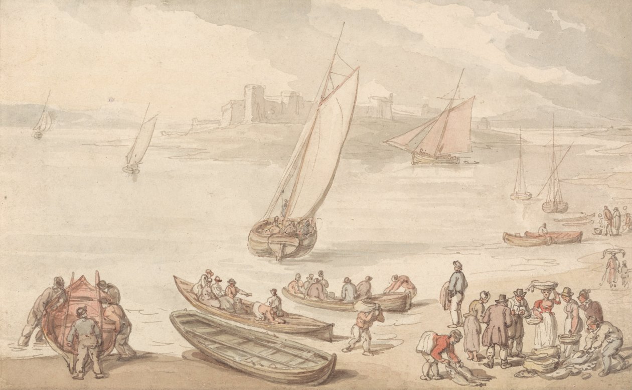 Sprzedawanie ryb na plaży autorstwa Thomas Rowlandson
