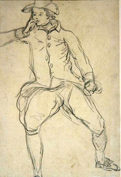 Szkic mężczyzny (pióro i tusz, ołówek i wc na papierze ułożone na płycie) (verso z 238963) autorstwa Thomas Rowlandson