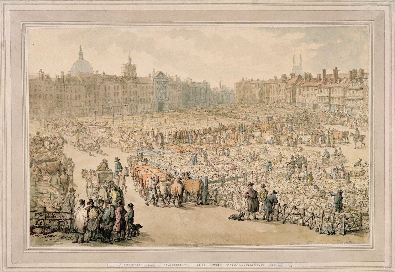 Rynek Smithfield, 1810 autorstwa Thomas Rowlandson