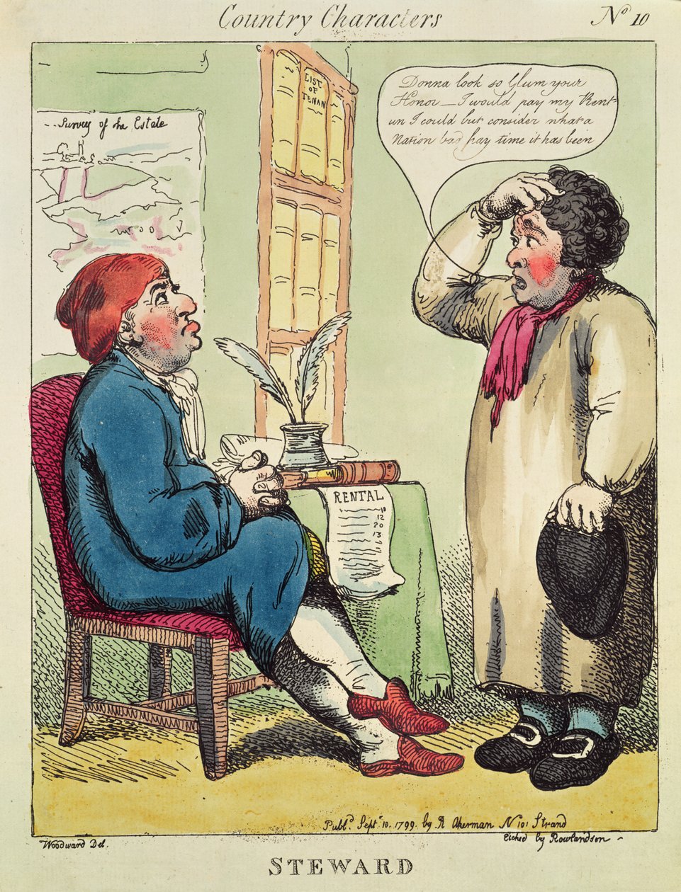 Steward, z serii Country Characters, 1799 (akwaforta z wc) autorstwa Thomas Rowlandson