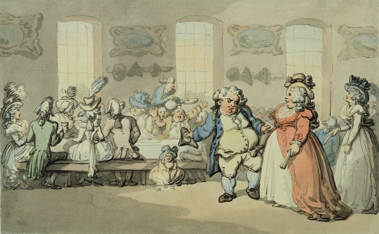 Śniadanie, z „Sceny w łaźni” (wc i tusz i grafit na papierze) autorstwa Thomas Rowlandson
