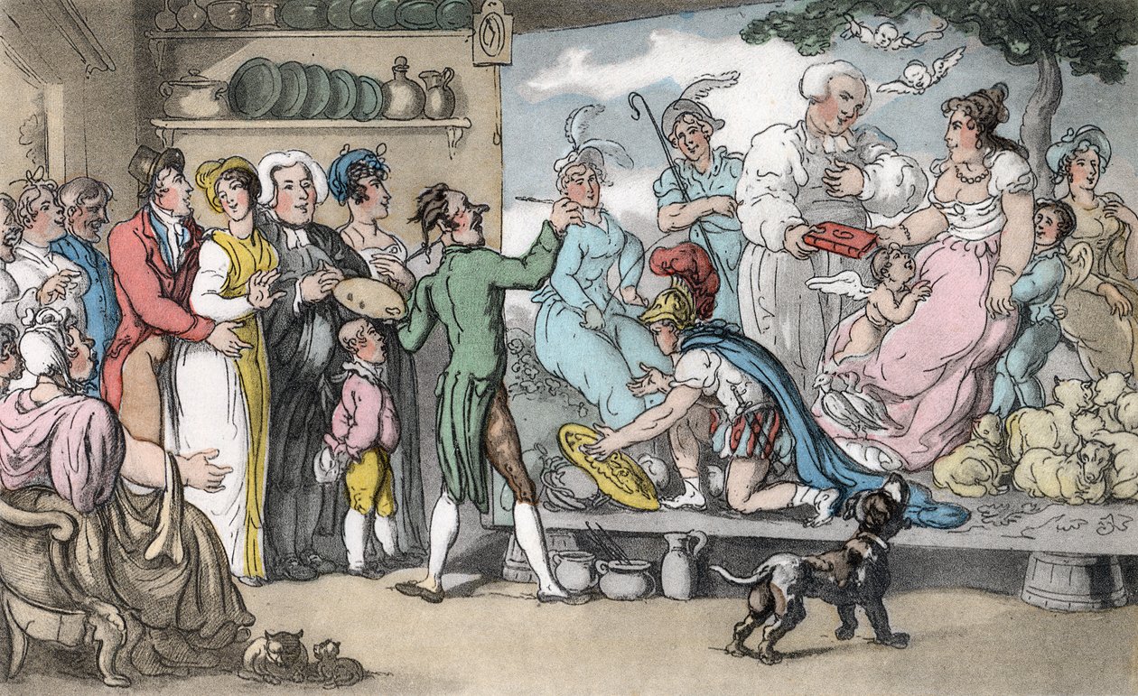Zdjęcie rodzinne, ilustracja z „Wikariusza Wakefielda” Olivera Goldsmitha, wyd. Ackermann, 1817 (akwatinta ręcznie kolorowana) autorstwa Thomas Rowlandson