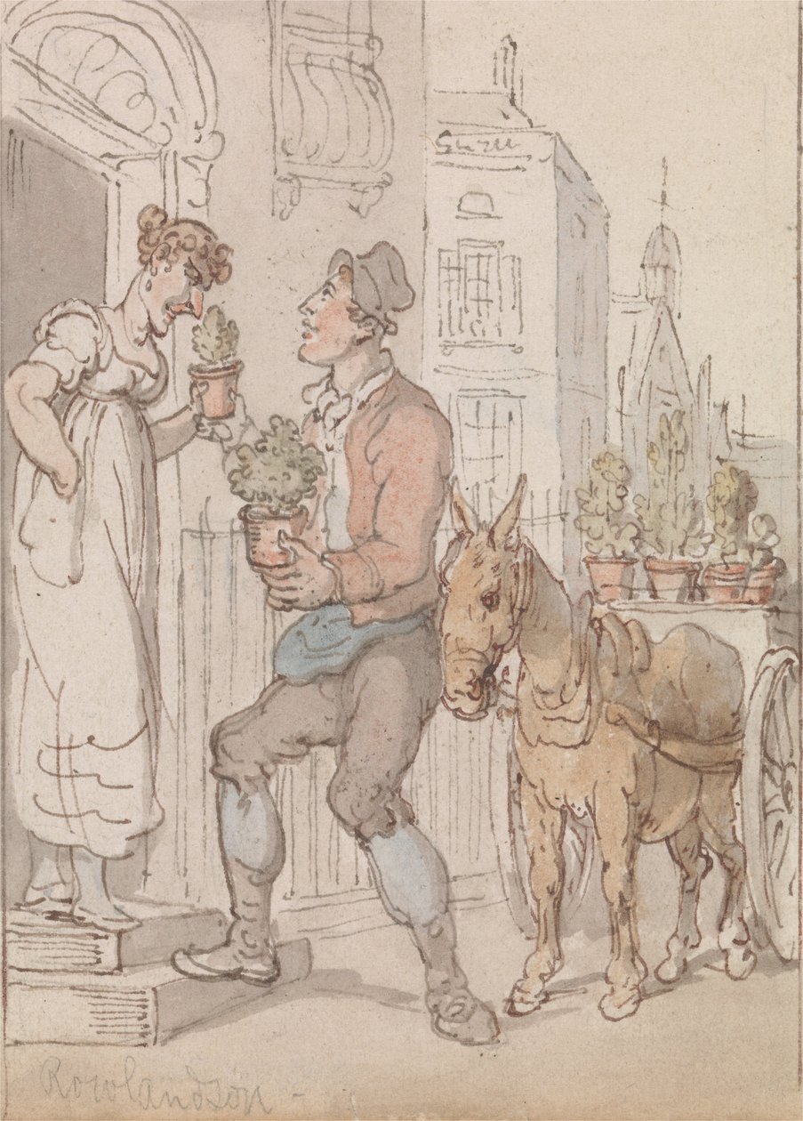 Sprzedawca kwiatów autorstwa Thomas Rowlandson