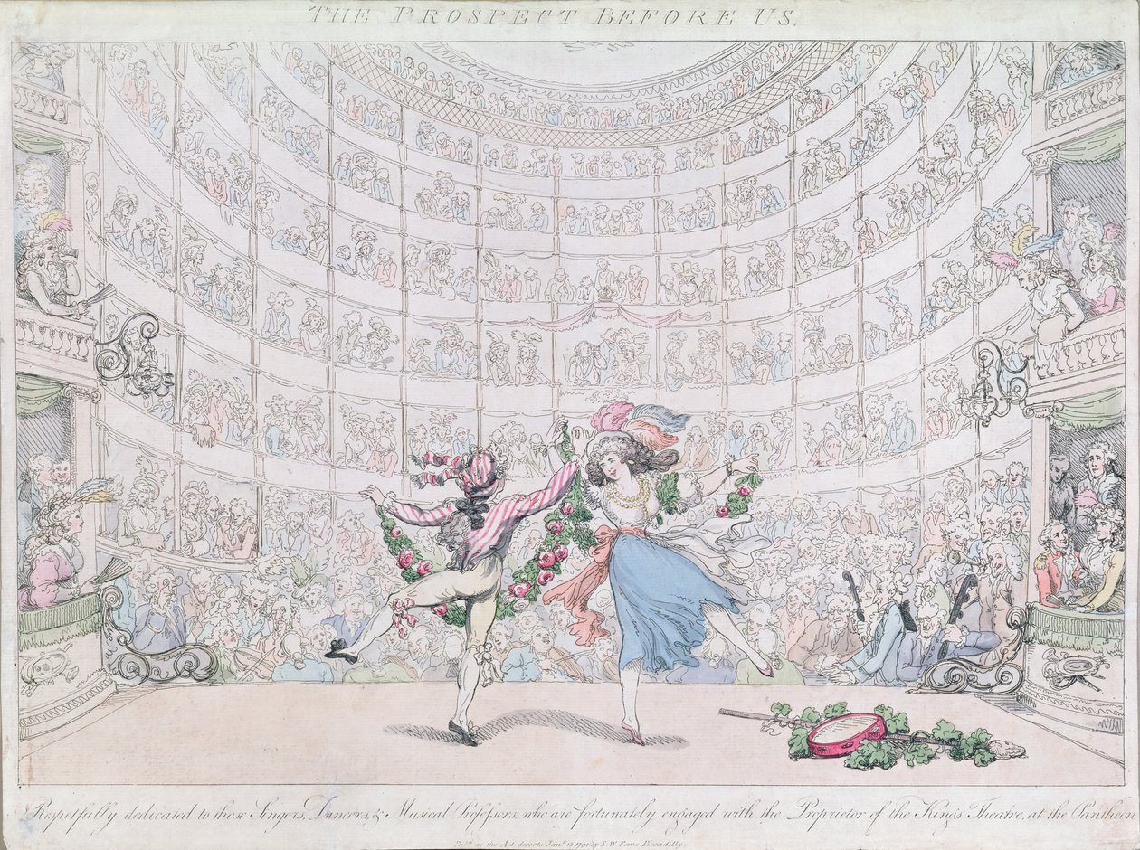 Panteon, Oxford Street, wyd. S.W. Fores, 1791 (kolorowa akwaforta) autorstwa Thomas Rowlandson