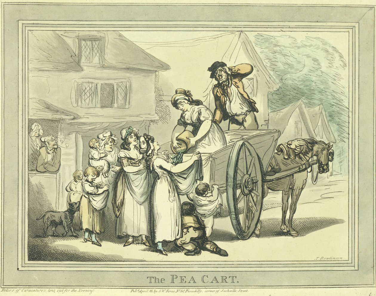 Wózek z groszkiem, wyd. przez S.W. Fores (kolorowa akwaforta) autorstwa Thomas Rowlandson