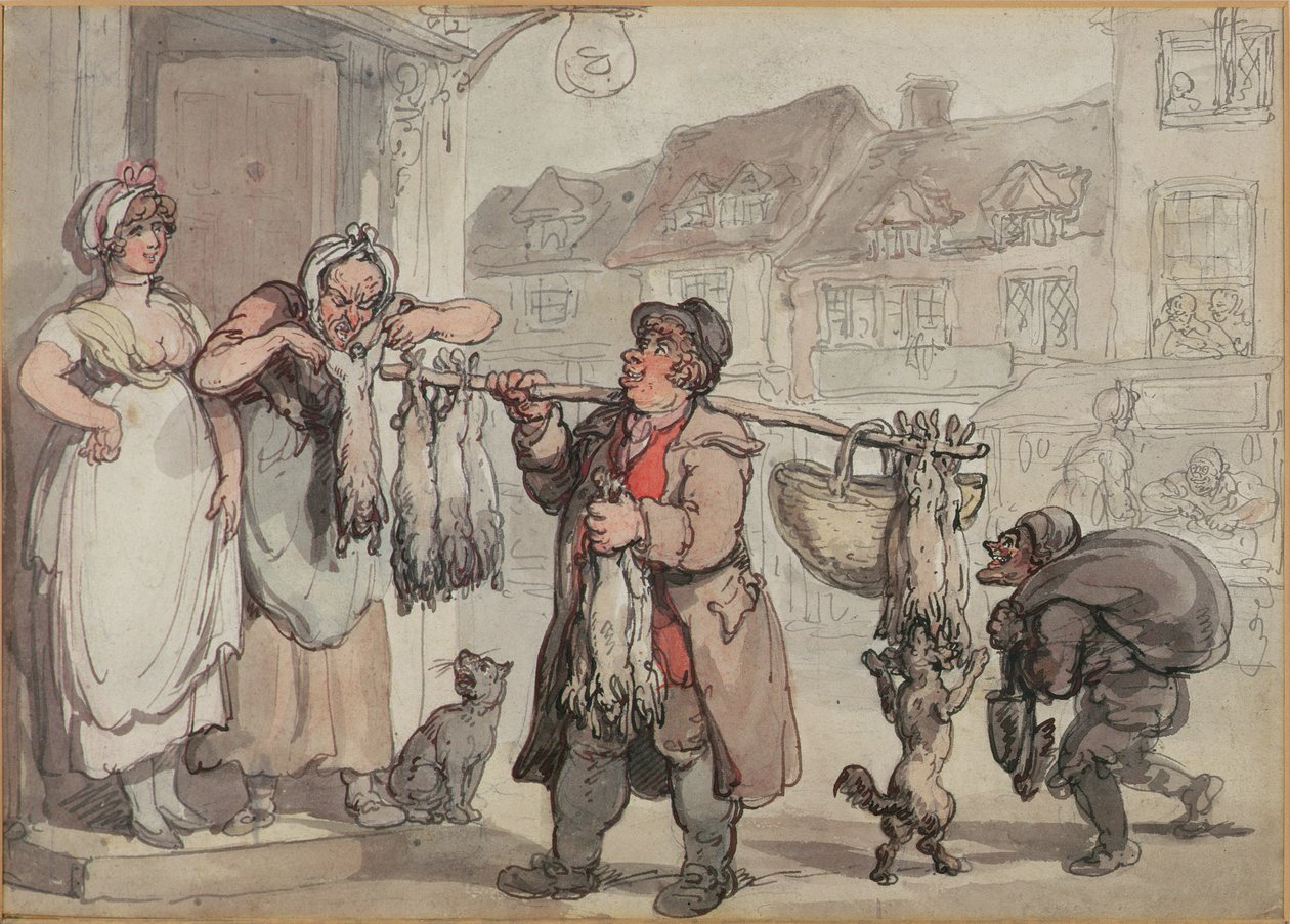 Handlarz królików (pióro, atrament i toaleta na papierze) autorstwa Thomas Rowlandson
