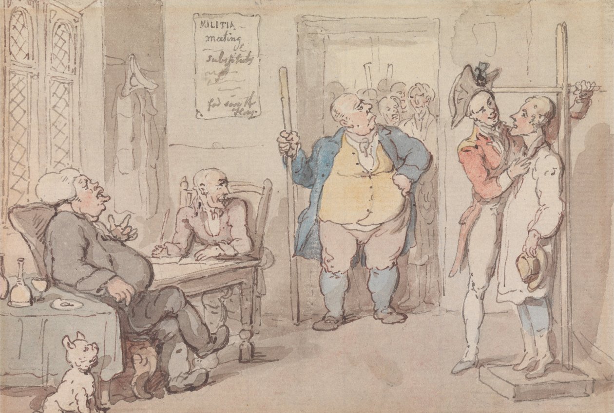 Rekrutujący urzędnik autorstwa Thomas Rowlandson