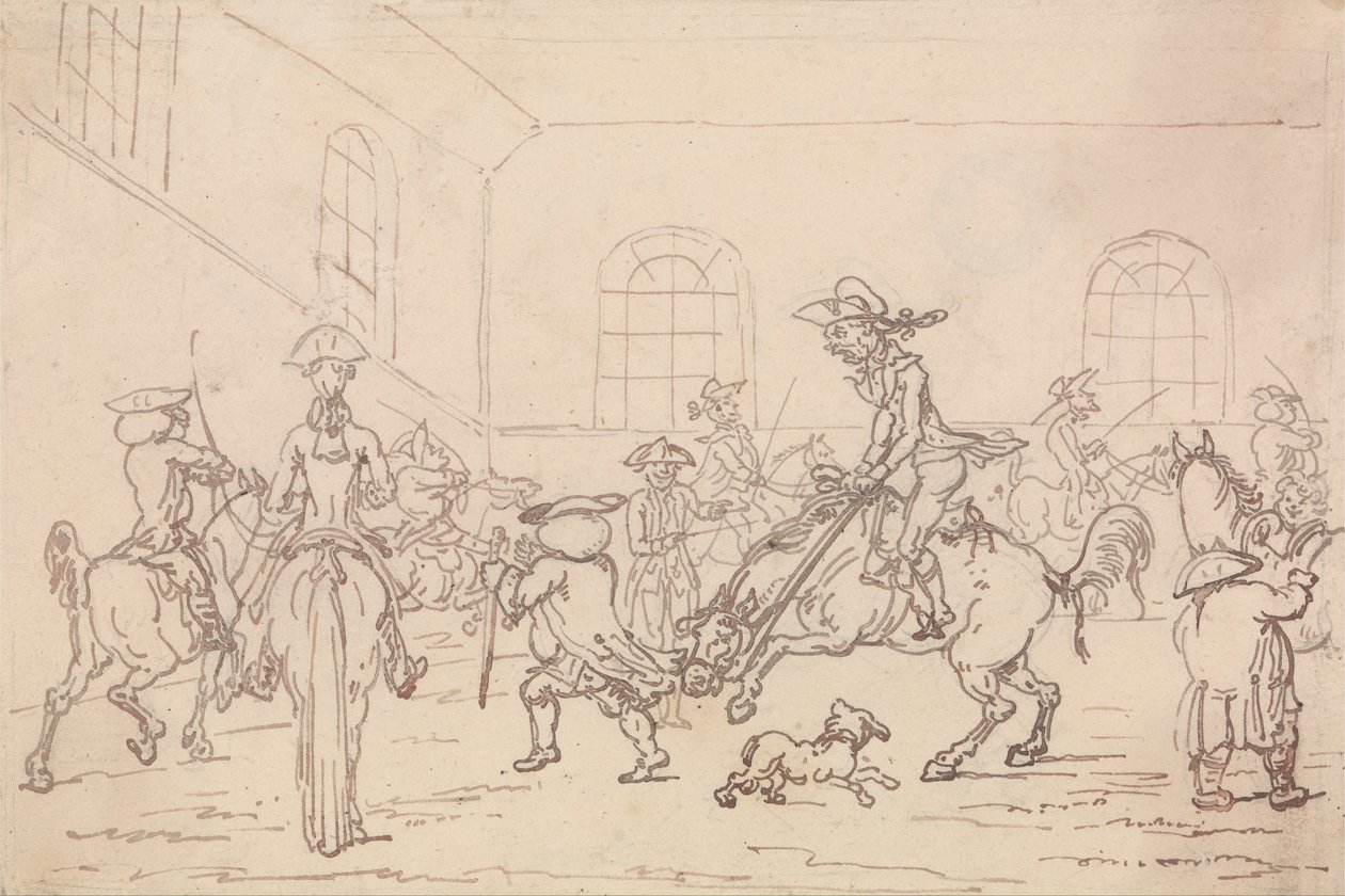 Szkoła jeździecka autorstwa Thomas Rowlandson