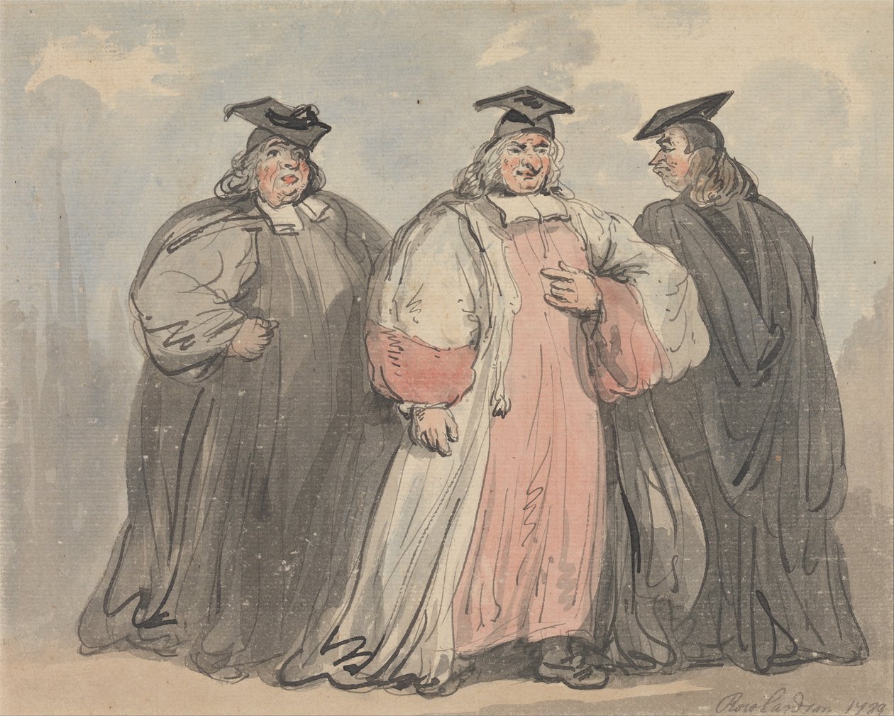 Trzech duchownych uczonych autorstwa Thomas Rowlandson