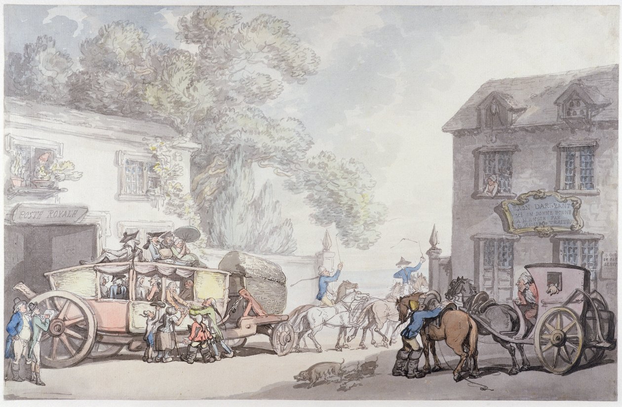 Podróżowanie po Francji, ok. 1790 (pióro i atrament z toaletą na papierze) autorstwa Thomas Rowlandson