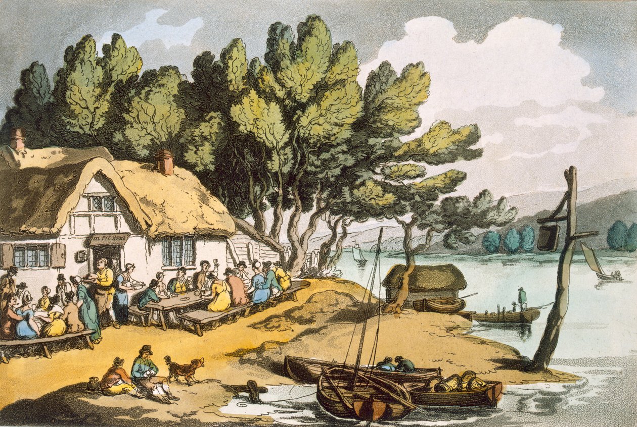 Widok w pobliżu Newport, Isle of Wight, z książki „Sketches from Nature”, opublikowanej w 1822 r. (kolorowa akwaforta) autorstwa Thomas Rowlandson