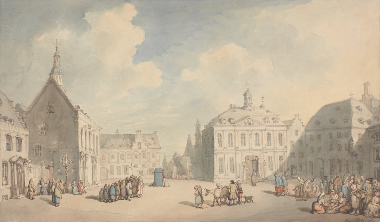 Widok na Rynek w Juliers w Westfalii autorstwa Thomas Rowlandson