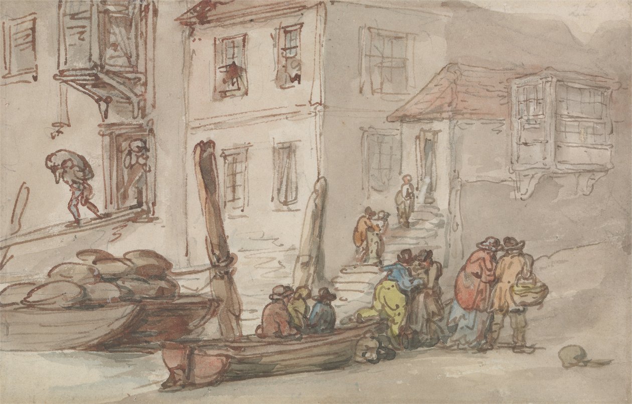 Tkanie starych schodów autorstwa Thomas Rowlandson