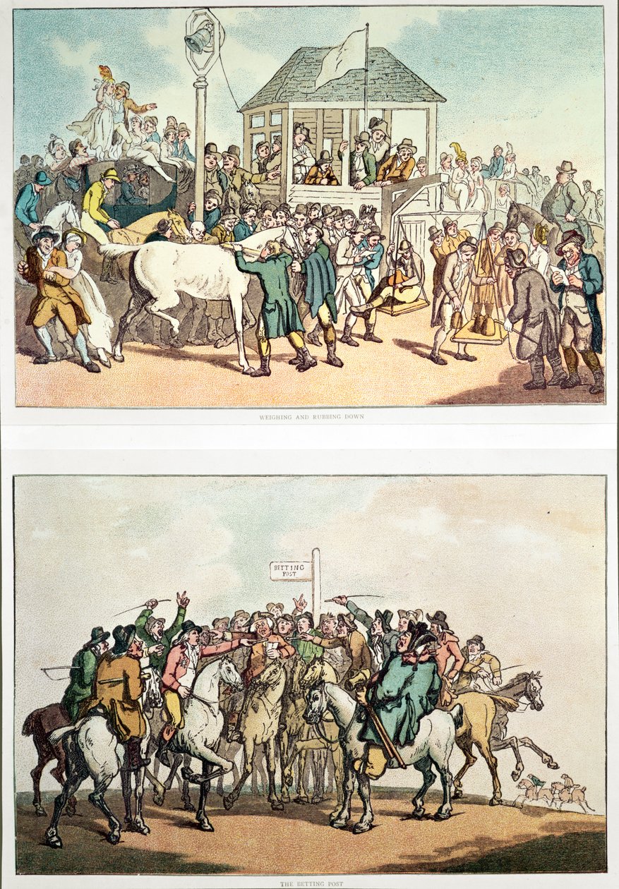 „Ważenie i pocieranie” i „Punkt zakładów”, ok. 1789 r. autorstwa Thomas Rowlandson