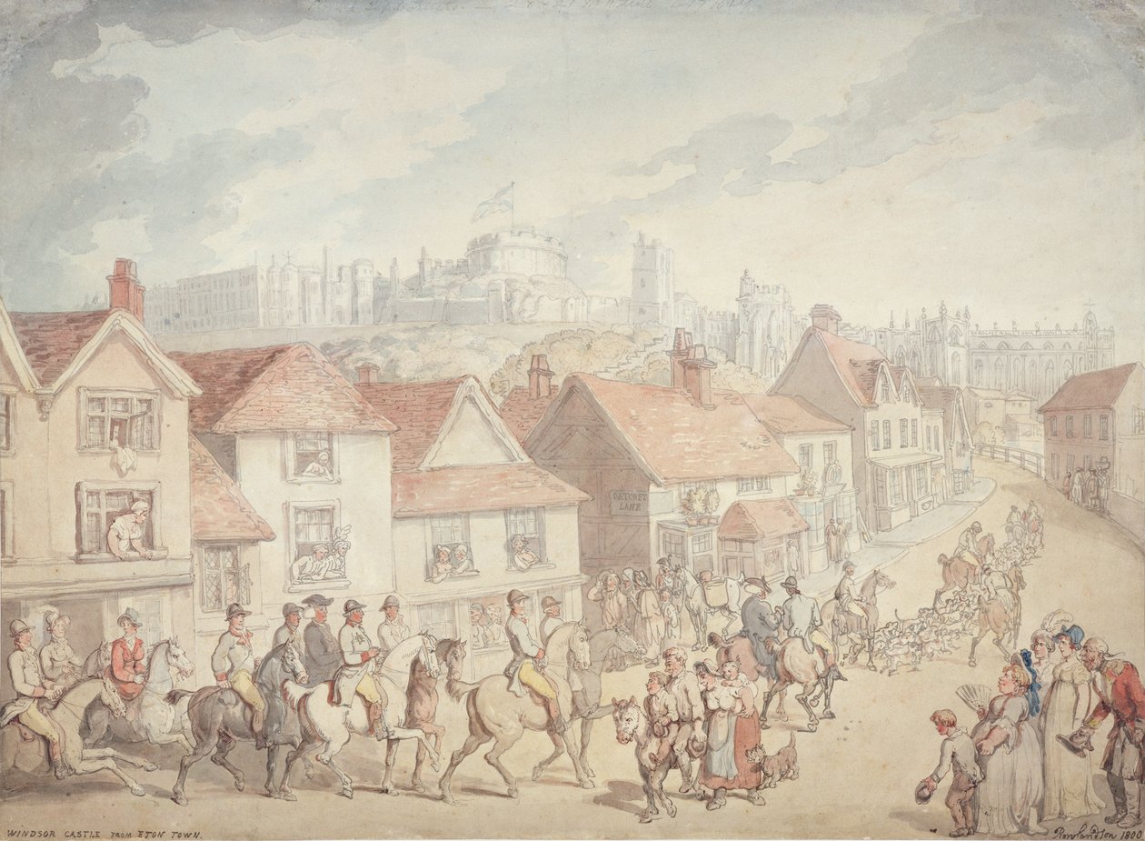 Zamek Windsor z Eton Town, 1800 autorstwa Thomas Rowlandson