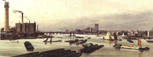 Wieża strzałowa i Westminster, 1842 autorstwa Thomas Shotter Boys