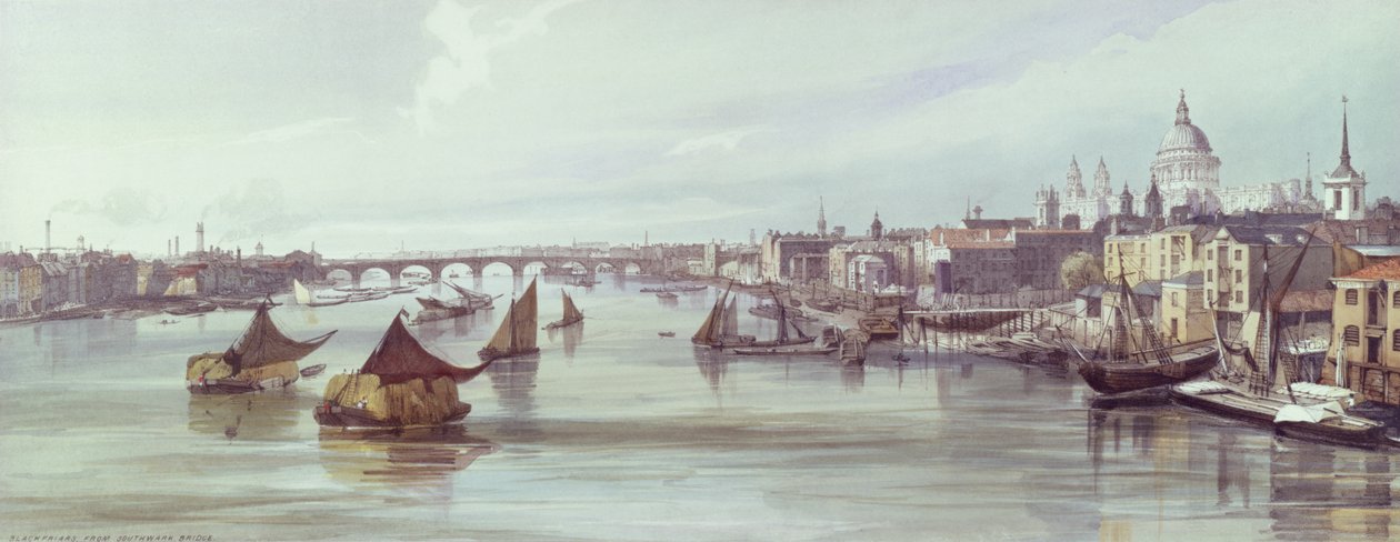 Katedra św. Pawła i Blackfriars, 1842 (druk) autorstwa Thomas Shotter Boys