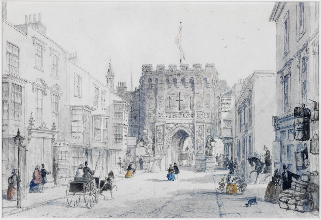 The Bar Gate, Southampton (atrament i akwarela na karcie) autorstwa Thomas Shotter Boys