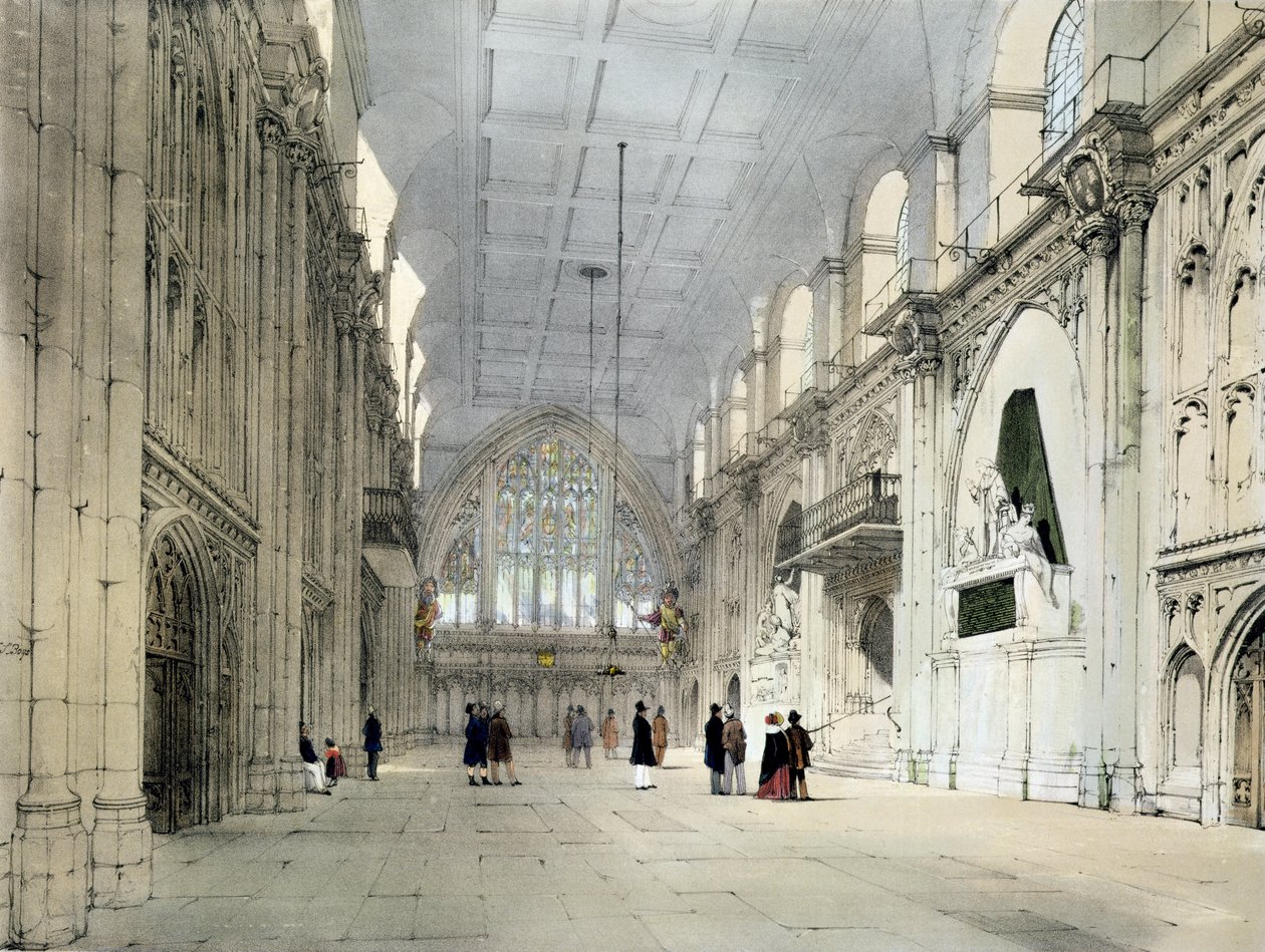 The Guildhall, Interior, z „London As It Is”, grawerowane i opublikowane przez artystę, 1842 autorstwa Thomas Shotter Boys