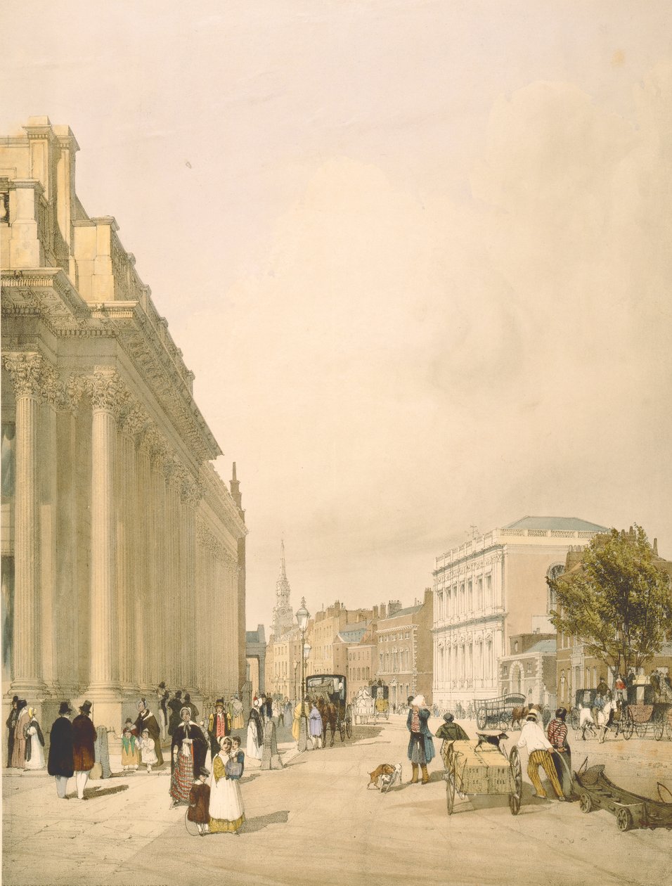 Widok Izby Handlowej, Whitehall od Downing Street, 1842 autorstwa Thomas Shotter Boys