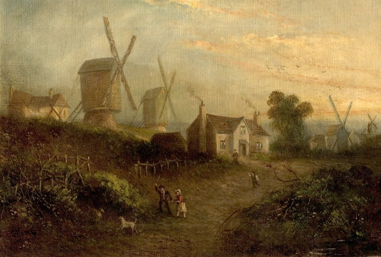 Młyny i krzaki Gorse w Nottingham Forest, 1848 autorstwa Thomas Sturge Moore