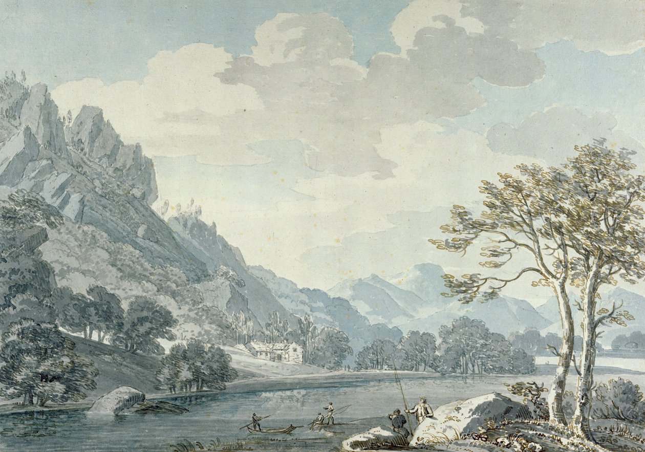 Widok na Ullswater z Pooley Bridge (toaleta na papierze) autorstwa Thomas Sunderland