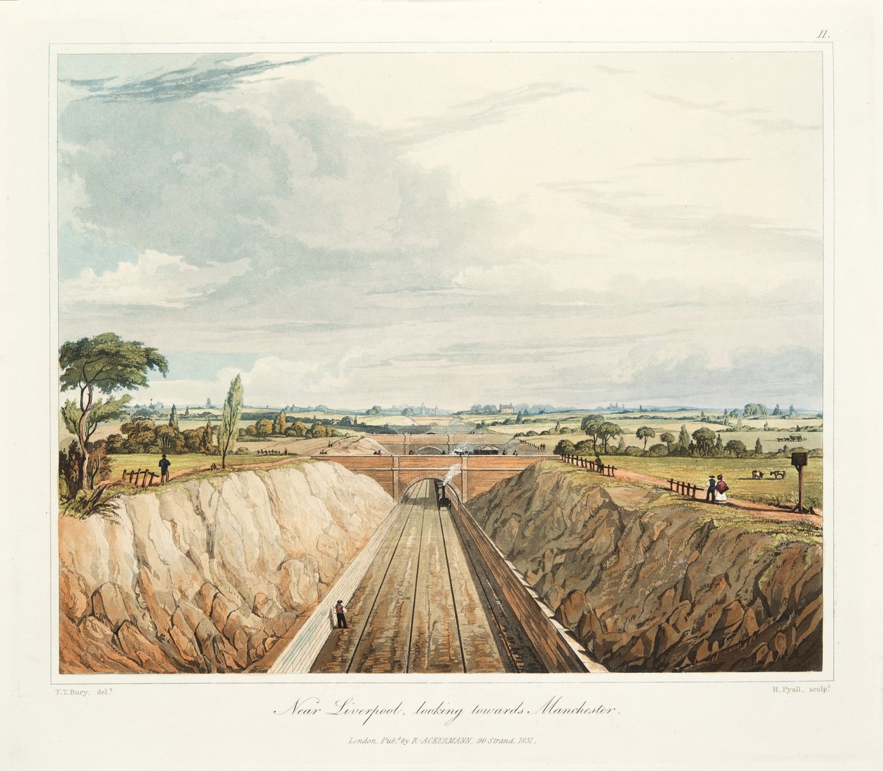 W pobliżu Liverpoolu, patrząc w kierunku Manchesteru, opublikowane 1831 (rycina ręcznie kolorowana) autorstwa Thomas Talbot Bury