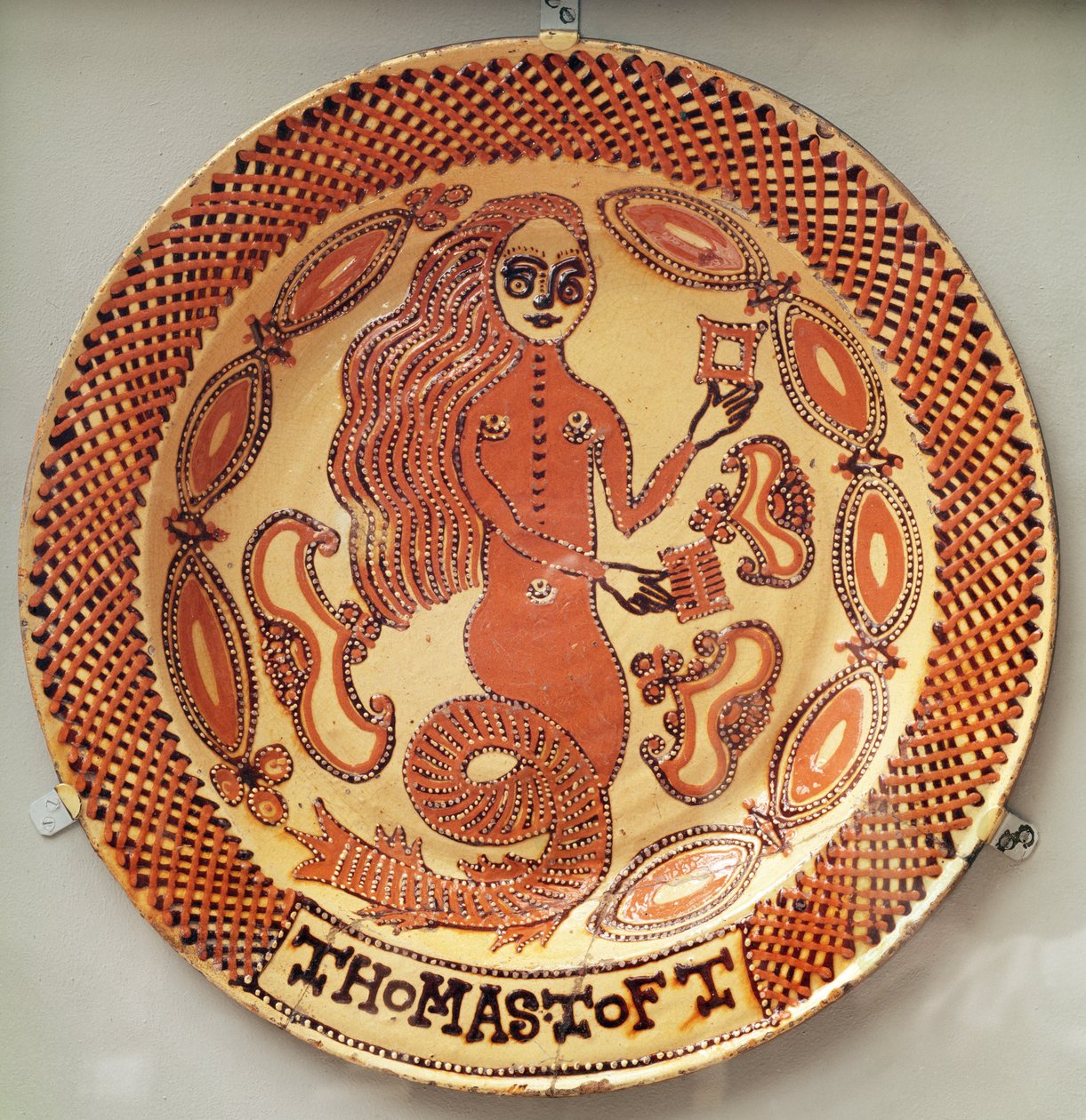 Naczynie Syrenki, Staffordshire, ok. 1670-89 (ceramika emaliowana ołowiem) autorstwa Thomas Toft