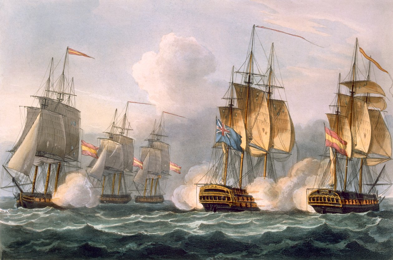 Zdobycie Dorothei, 15 lipca 1798, grawerowane przez Thomasa Sutherlanda dla J. Jenkinsa „Naval Achievements”, 1816 (kolorowe grawerowanie) autorstwa Thomas Whitcombe