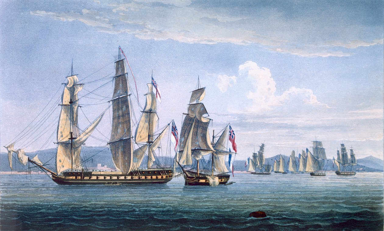 Zdobycie Le Sparviere 3 maja 1810 r., rycina wykonana przez T. Sutherlanda dla "The Naval Chronology of Great Britain" J. Ralfe, opublikowana w 1820 r. autorstwa Thomas Whitcombe