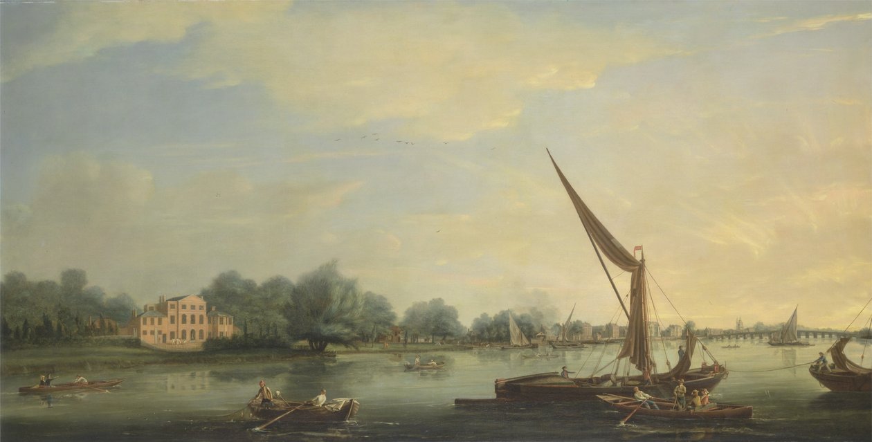 Tamiza w Chelsea, 1784 autorstwa Thomas Whitcombe